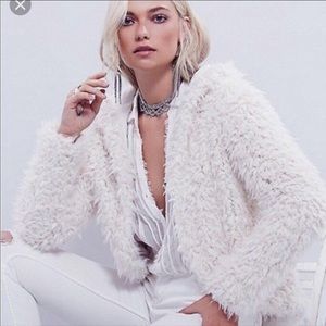 Free People Faux Fur Hooded Jacket